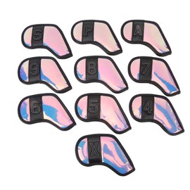 10 PCS Golf Club Head Covers PU Fabric Surface Stylish Impact Proof Scratch Proof Golf Iron Covers Set for Golf Clubs Black Edge