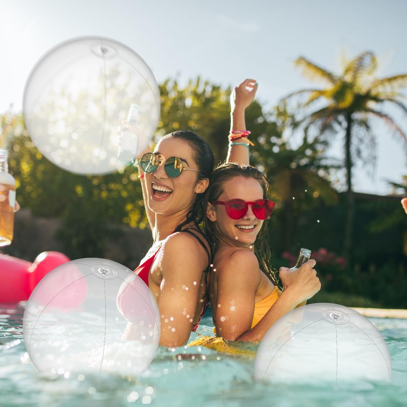 kymqlyw 8 Pcs 12 Inch Solid Clear Beach Balls Inflatable