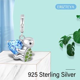 Erizteya 925 Sterling Silver Charms for Bracelets Necklaces, Egg Bunny Easter Cross Fireflies Turtle Butterfly Pendant Beads, Clover Safety Chain Clip Pendant Jewellery Gift for Women, Cubic Zirconia