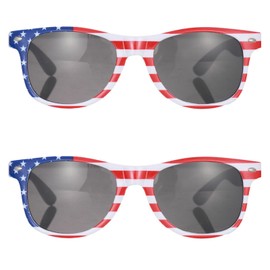 QYVEWY 2 Pack American Flag Sunglasses Bulk for Men Women Classic Patriot Independence Day Supplies (2White frame)