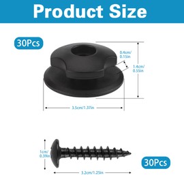 Pack of 30 Tarpaulin Hooks Pendant, Tarpaulin Buttons with Screws Round Tarpaulin Fastening Tarpaulin Plastic Button Mounting Hooks for Attaching Trailer Nets and Tarpaulins