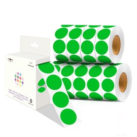 PARLAIM 1 Inch Round Adhesive Color-Code Dot Stickers,10000per 10 Rolls dots Label Dispenser Box, Green Circle Stickers Label for Office Home (Green)
