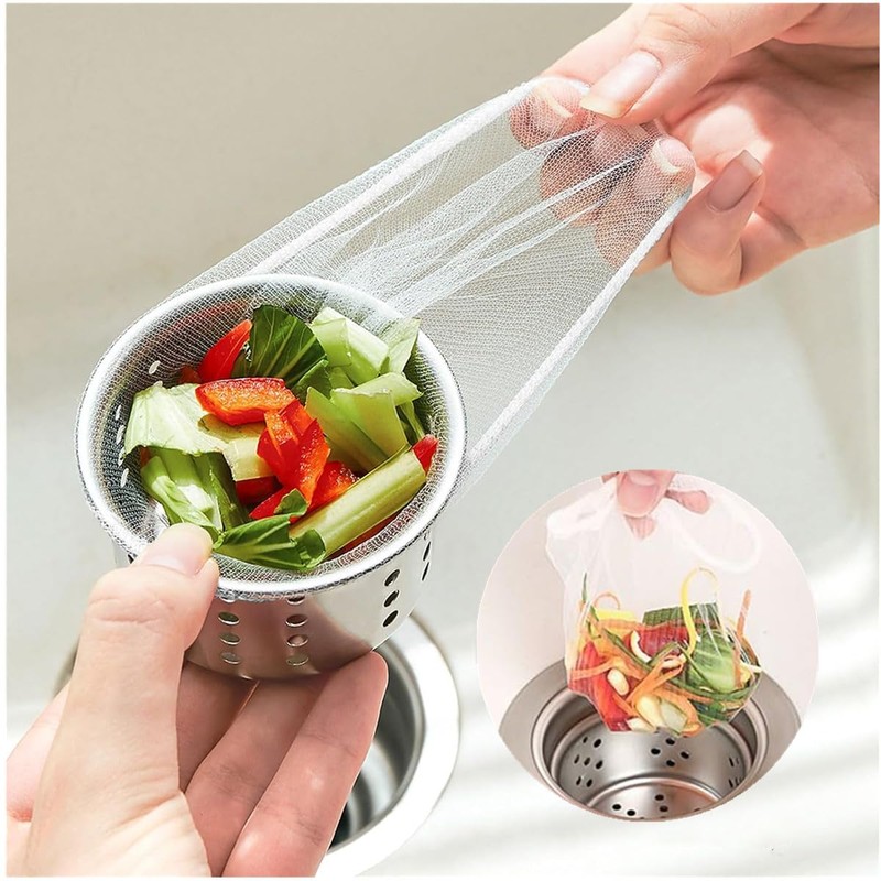 Kitchen Sink Strainer Mesh Bag-100 PCS Mesh Sink Drain Strainer