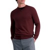 Haggar Men's Solid Long Sleeve Regular Fit V-Neck Sweater, Sangria,