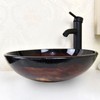Sliverylake Artistic Tempered Glass Bathroom Vessel Sink Combo with Oil