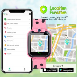 Puhiuyoi GPS Smartwatch Children, Smart Watch with Phone, IP68 Waterproof, SOS, Voice Chat, Touchscreen, Camera, Games, Alarm Clock, Children's Smartwatch for Boys Girls 4-12 Years Gift