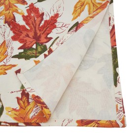 SARO LIFESTYLE L'automne Collection Embroidered Autumn Leaves Tablecloth, 65"x84", Multi