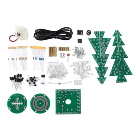 Electronic Christmas Tree, DIY Colorful LED Christmas Tree Kit, Rotating with Adjustable LED Cycles and Bottom LED Breathing, Soldering Stations