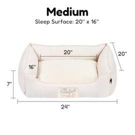 FluffyDream Small Dog Bed, Super Soft Pet Bed Furniture, Suitable for Dogs Up to 30lbs, 24'' x 20'', Beige