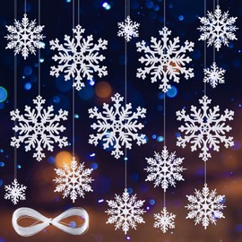 MELLIEX Pack of 24 Snowflakes Decoration, Christmas, White Christmas Tree Decorations, Christmas Pendants for Christmas Decoration, 3 Sizes