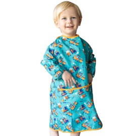 Tidy Tot®™ Baby Weaning Bib with Sleeves. Extra Long Apron with Crumb Pocket for Baby Feeding. FitsToddlers and Babies 6-48 months. Mess Proof Baby Led Weaning BLW. Waterpoof. Travel Bag Inlcuded.