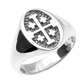 Religious Jewelry Fine 925 Sterling Silver Jerusalem Cross Ring (Size 9)
