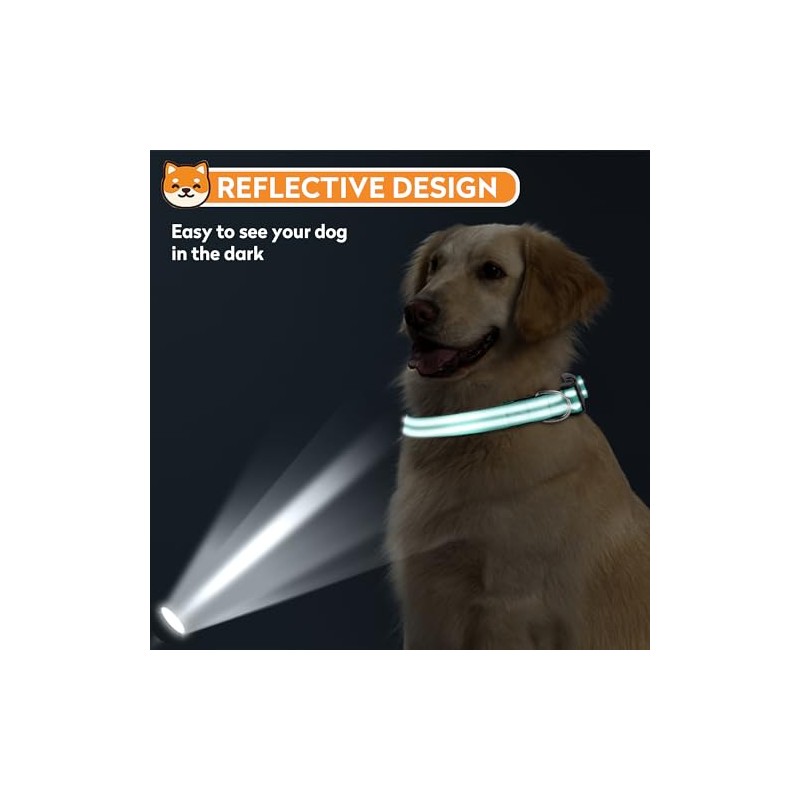 Collar reflectante para perro y gato, ajustable de neopreno suave
