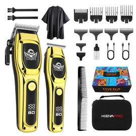 HIENA PRO Professional Hair Clipper Set for Men, Cordless Rechargeable Haircut Clippers, Clipper Set and Trimmer Kit for Hair Cutting, Hair Cutting Tools, Gifts for Men