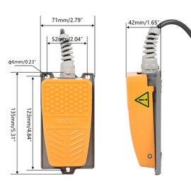 250V 15A Foot Pedal Switch, Industrial Metal Foot Switch with 2M Cable, Metal Foot Pedal Switch, Non-Slip On/Off Controller, 1000 Times/Hour Aluminium Foot Switch Controller