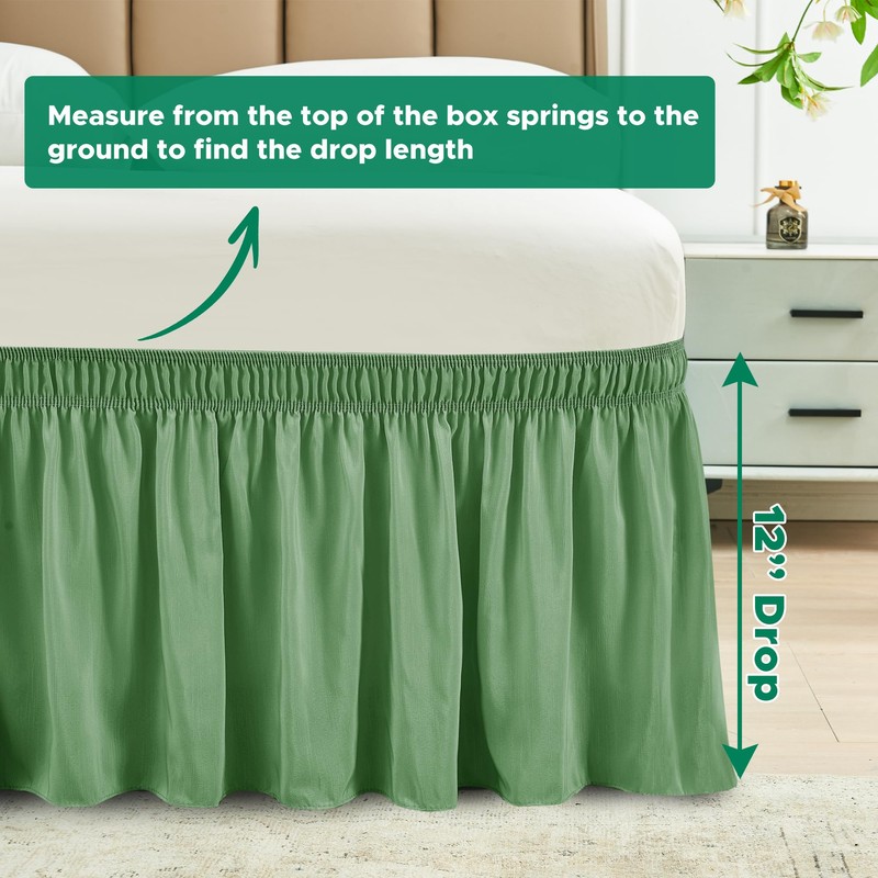 Biscaynebay Wrap Around Bed Skirts for Queen Beds Short Drop