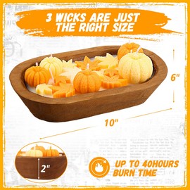 Siifert Wooden Dough Bowl Candle 3 Essential 20 Ounce Natural Soy Oil Wick Candle Wax Melts Rustic Farmhouse Decor Gifts for Women and Men(Pumpkin)