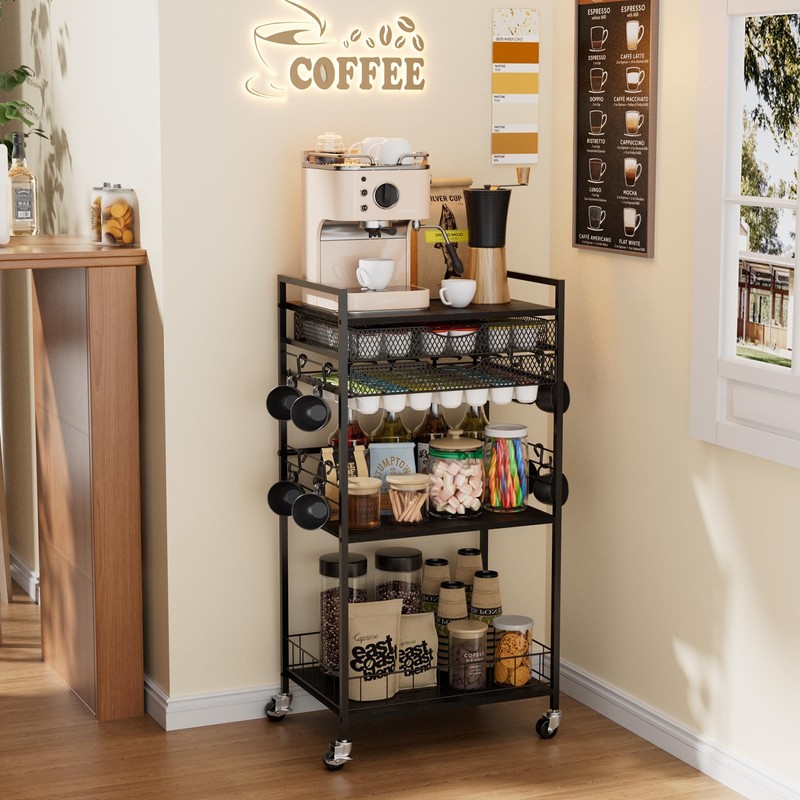 Homsorout Coffee Bar Station with Storage Drawer - 5 Tier