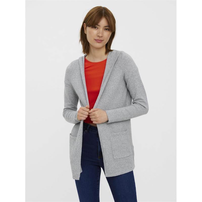 VERO MODA Female cardigan open hood, Light Grey Mel., s