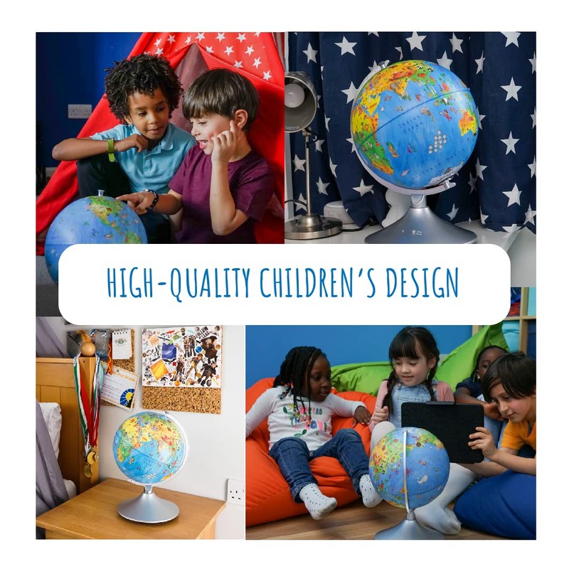 Night Light Globe. Simplified Earth Globe for Kids. App based