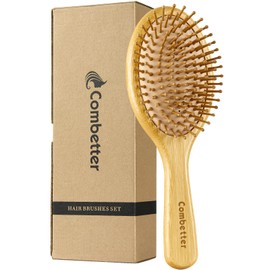 Combetter Hair Brush Natural Bamboo Paddle Detangling Hair Brush, Suit for Women, Men and Children, Thick/Thin/Curly/Dry Hair, Massage Scalp