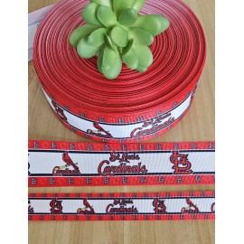 Unbranded 7/8 & 1.5" (1 YD) St. Louis Cardinals Grosgrain Ribbon Baseball Cheer Bow Ribbon - 1 1/2"