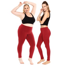 Women's Cotton Full Length Leggings Red Medium