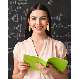 Teacher Earrings for Women Fun Pencil Earrings for Teacher Beaded Pencil Dangle Drop Earrings Metal Pencil Shaped Earrings Appreciation Day Back to School Teacher Appreciation Gifts