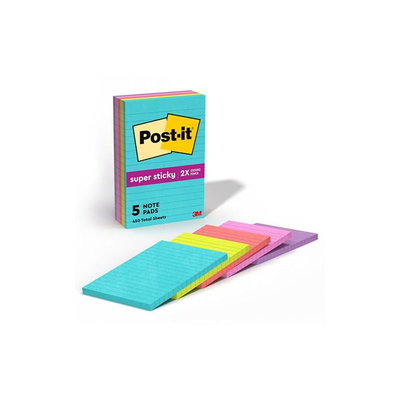 Post-it Super Sticky Notes Notas adhesivas, 12.7 x 20.3 cm,