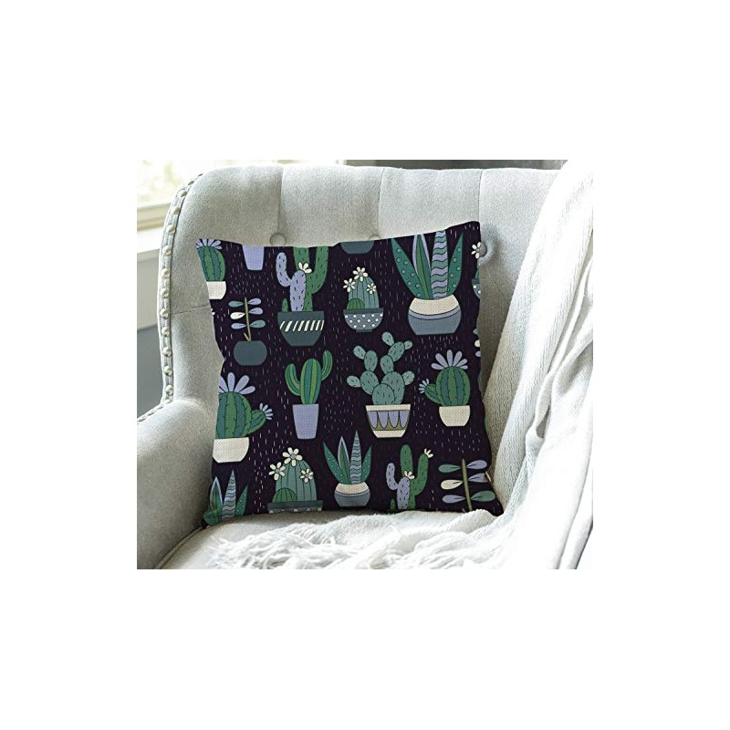 Swono Cactus Cotton Linen Square Throw Waist Pillow Case Decorative