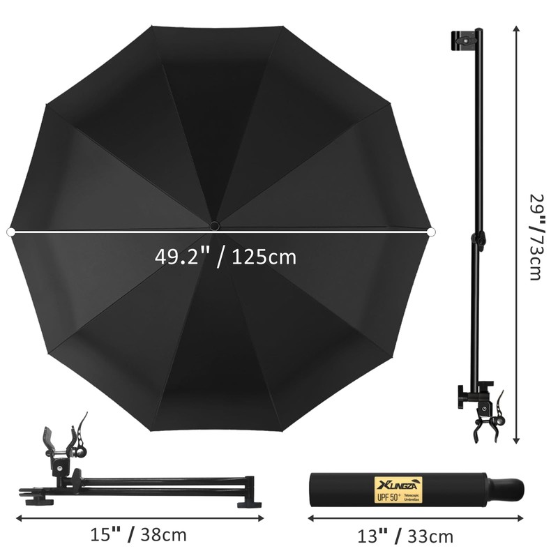 XLINGZA UPF 50+ Beach Umbrella with Adjustable Universal Clamp