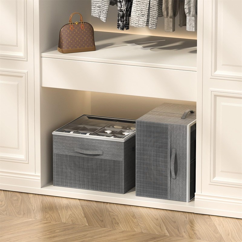 Aokeyee Shoe Organizer for Closet,2 Pack Foldable Shoe Storage Organizer