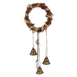 WANGCL Witch Bells for Home Protection Handmade Witch Bells Wreath with Pentagram and Brass Bell