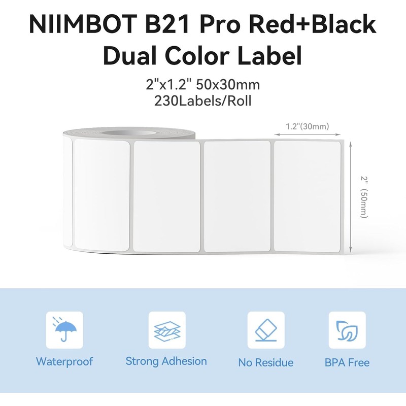 NIIMBOT Labels, Red Black Font Label for B21Pro Label Printer,