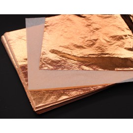 JINRUISI 100 Sheets 14X14cm (5.5" X 5.5") Copper Leaf Sheet for Arts, Gilding Crafting, Painting, Furniture Decoration, Gold Foil Sheets,Loose Leaf Interleaved