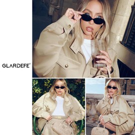 GLARDEFE Retro Oval Sunglasses for Women - 90s Vintage Trendy Sun Glasses - UV400 Protection Sunnies(Light Brown/Brown Lens)