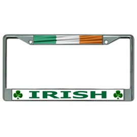 Irish Flag Chrome License Plate Frame