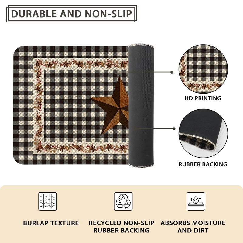 Xspatroias Farmhouse Western Kitchen Rugs Mat Set of 2