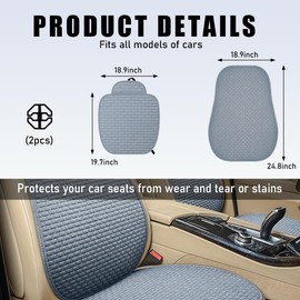 Yourkar 4PCS Car Seat Cover Pad, Breathable Auto Front Seat Bottom Cushion Mat & Seatback Cover, Soft Comfortable Vehicle Full Seat Protector, Universal Truck SUV Car Accessories (Gray)