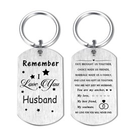 Resdink Husband Valentines Day Keychain Gifts from Wife - Sentimental Husband Birthday Present for Men Him, Fathers Day for Husband