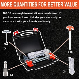 LCGAOYA 10PCS Camping Tent Stakes Heavy Duty,8 Inch Screw in Tent Stakes Heavy Duty,Nightglow Metal Tent Stakes,with Hex Head Driver,Nail lifter,Ropes,Orange