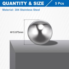 sourcing map 5/8" 15.875mm Bearing Balls, 5 Pcs 304 Stainless Steel G100 Precision Balls Metric Mixing Balls for Bearings Bicycles Casters