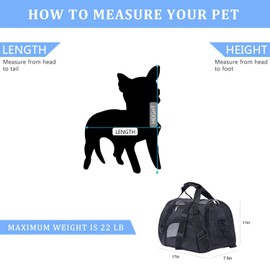 PPOGOO Pet Carriers for Small Cats and Dogs 17x7.5x11 Pet Travel Carrier Airline Approved Black