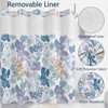 NAEMBCU Boho Floral No Hook Shower Curtain with Snap in