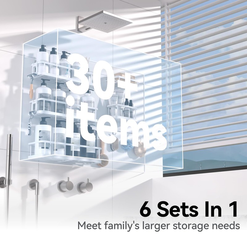 YASONIC Shower Caddy, 6 Pack Large Capacity shower organizer with