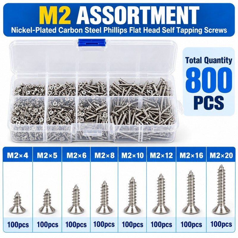 M2 Self-Tapping Wood Screw Assortment Kit for DIY Repairs –
