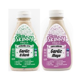 Skinny Zero Calorie Garlic Sauce and Garlic Mayo Twin Pack - Low Fat Salad Dressing with Skinny Food Syrup, Zero Sugar Table Condiments | Savour the Essence QR Code