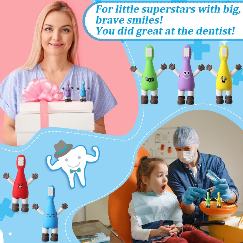 Thyle 25 Pcs Mini Dental Prizes Tooth Figures Party,Funny Expression