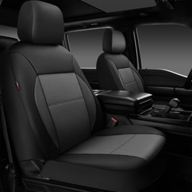 CAR PASS Leather Seat Covers Breathable Air Mesh Car Seat Cover Full Set Super 5mm Sponge Inside, Airbag Compatible, Universal Automotive Interior Cover Fit for Car SUV Truck Van, Black Gray