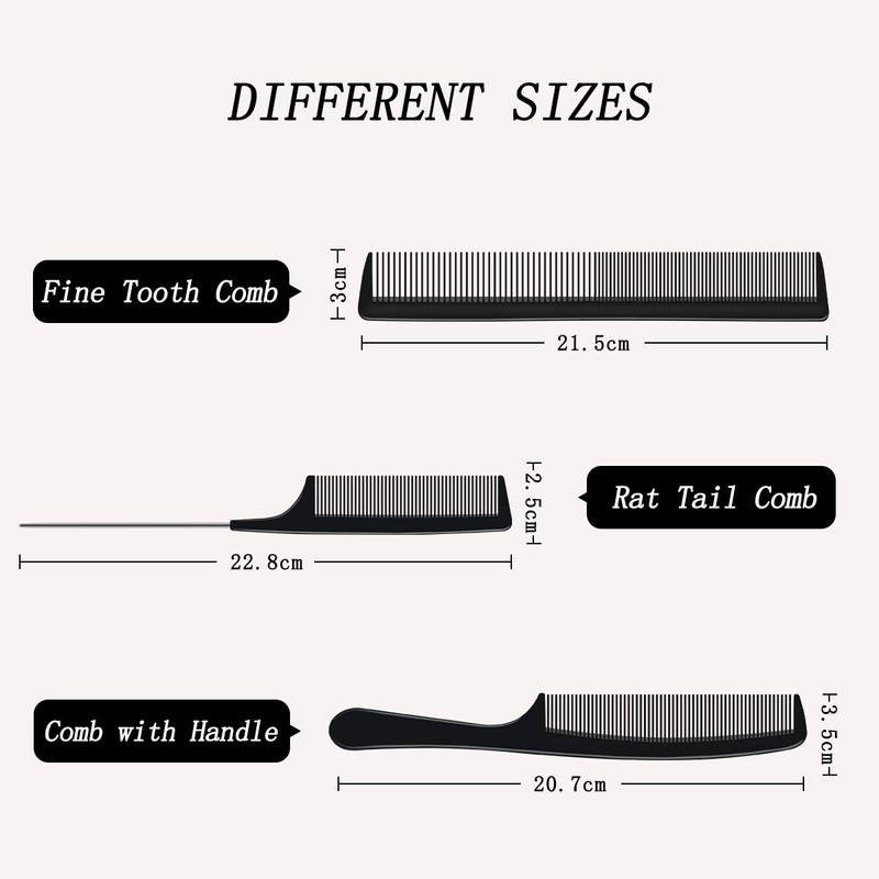 URAQT Hairdressing Combs Set, 3pcs Hair Combs Hair Brushes, Pin